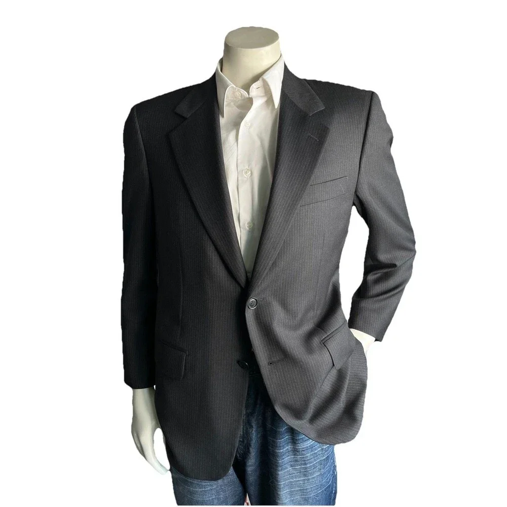PAL ZiLERI Men 38-40R Blazer Designer Wool Pinstripe Suit Jacket Made In Italy